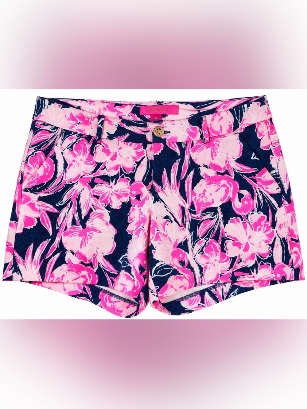 Lilly Pulitzer 5" Callahan Knit Shorts 6 High Tide Navy Via Amor Flamingo Preppy